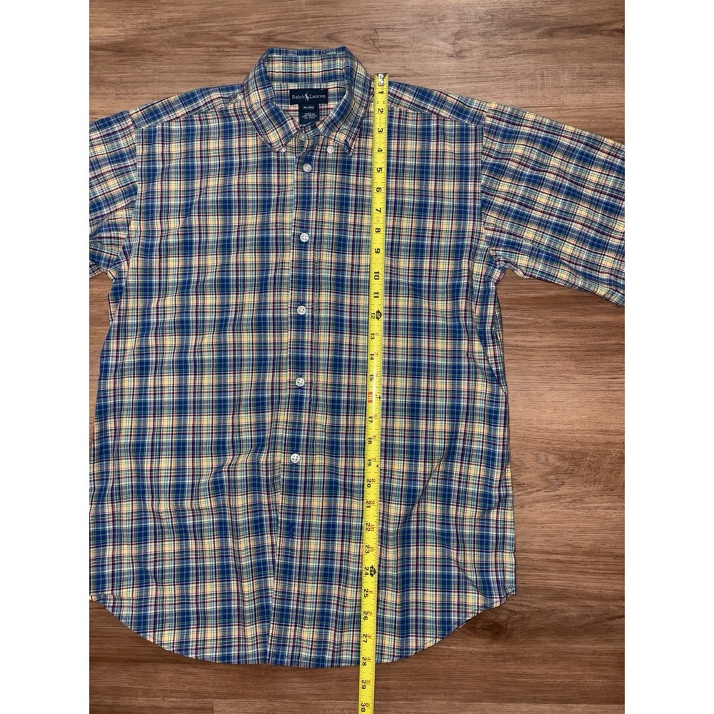 Polo Ralph Lauren Shirt Green Blue Plaid Short Sleeve Plaid Women's XL (20) - Picture 3 of 4